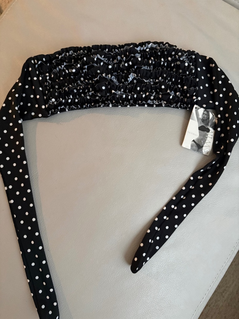 Black and white polka dot bandeau swim top size medium Victoria’s Secret